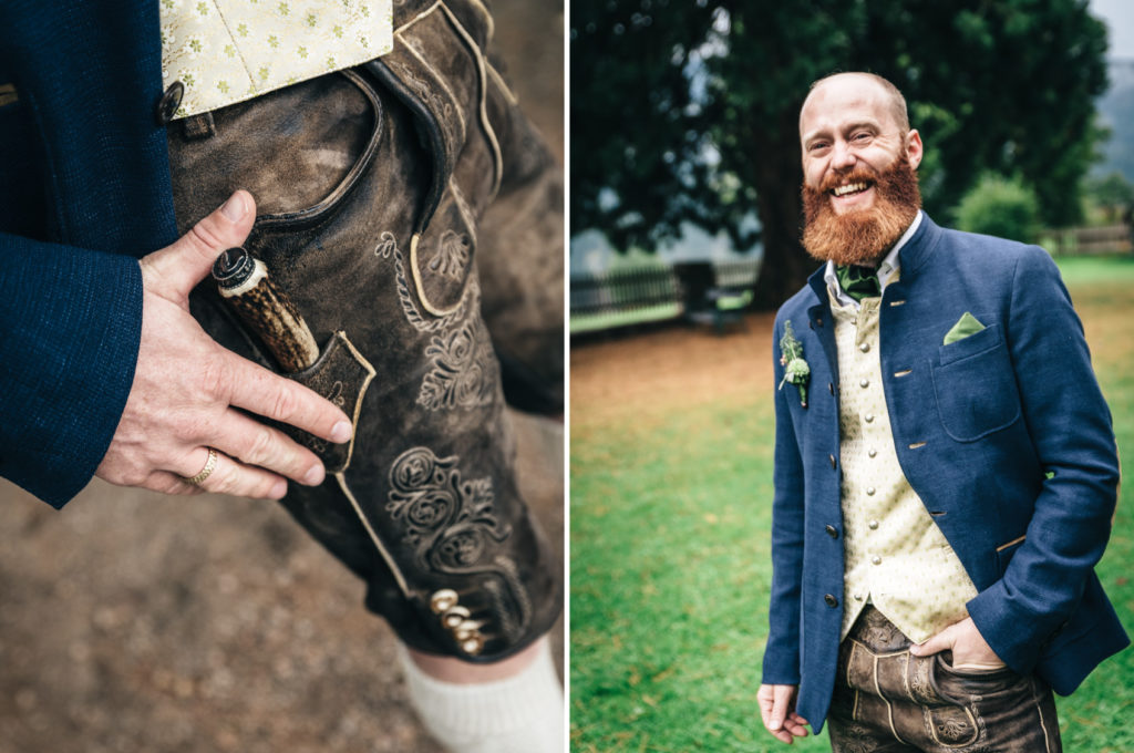 Portrait Bräutigam Hochzeit Lederhose